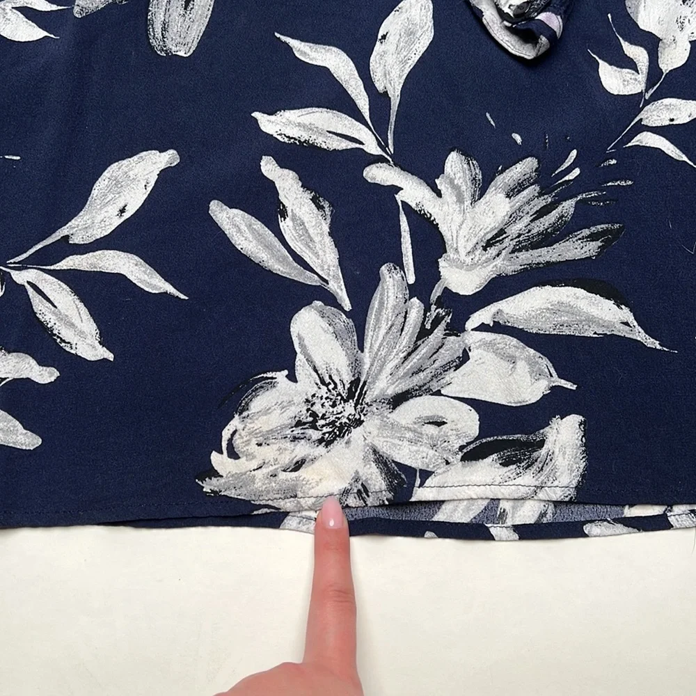 Lulu’s | Long Sleeve Navy and White Floral Dress - Picture 7 of 8